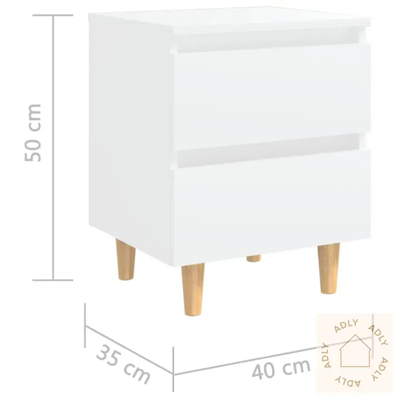 Nattbord Med Heltre Furuben Hvit 40X35X50 Cm