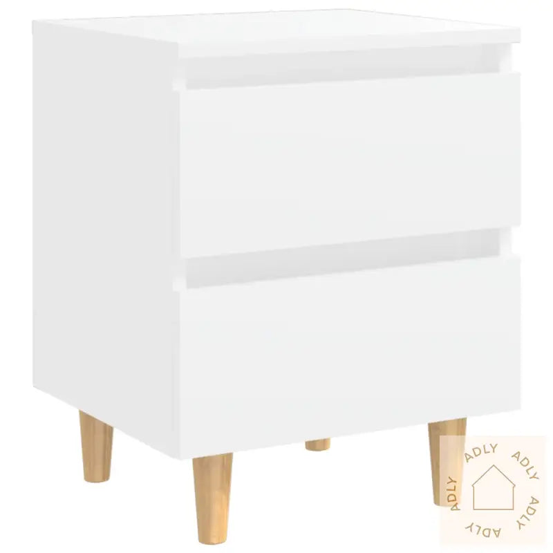 Nattbord Med Heltre Furuben Hvit 40X35X50 Cm