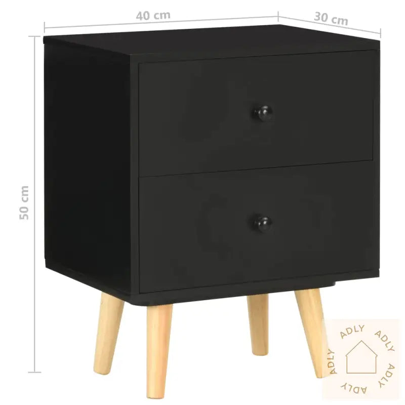 Nattbord 2 Stk Svart 40X30X50 Cm Heltre Furu