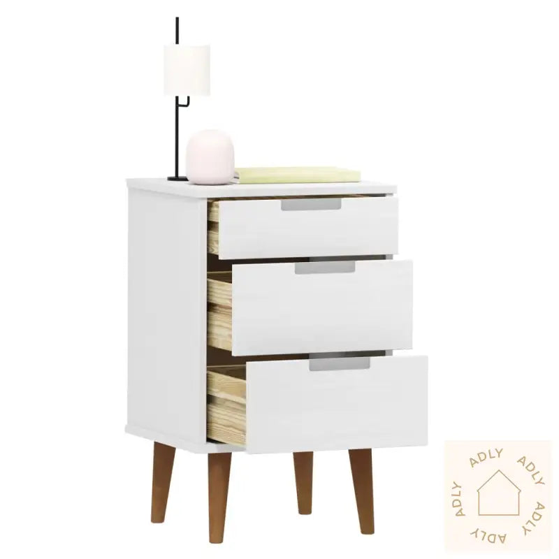 Nattbord Molde Hvit 40X35X65 Cm Heltre Furu