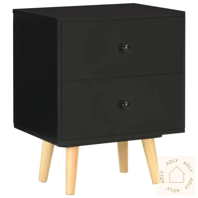 Nattbord 2 Stk Svart 40X30X50 Cm Heltre Furu