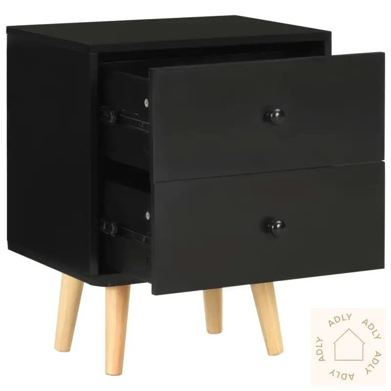 Nattbord 2 Stk Svart 40X30X50 Cm Heltre Furu