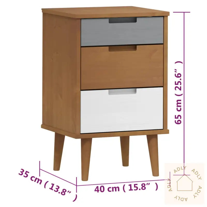 Nattbord Molde Brun 40X35X65 Cm Heltre Furu