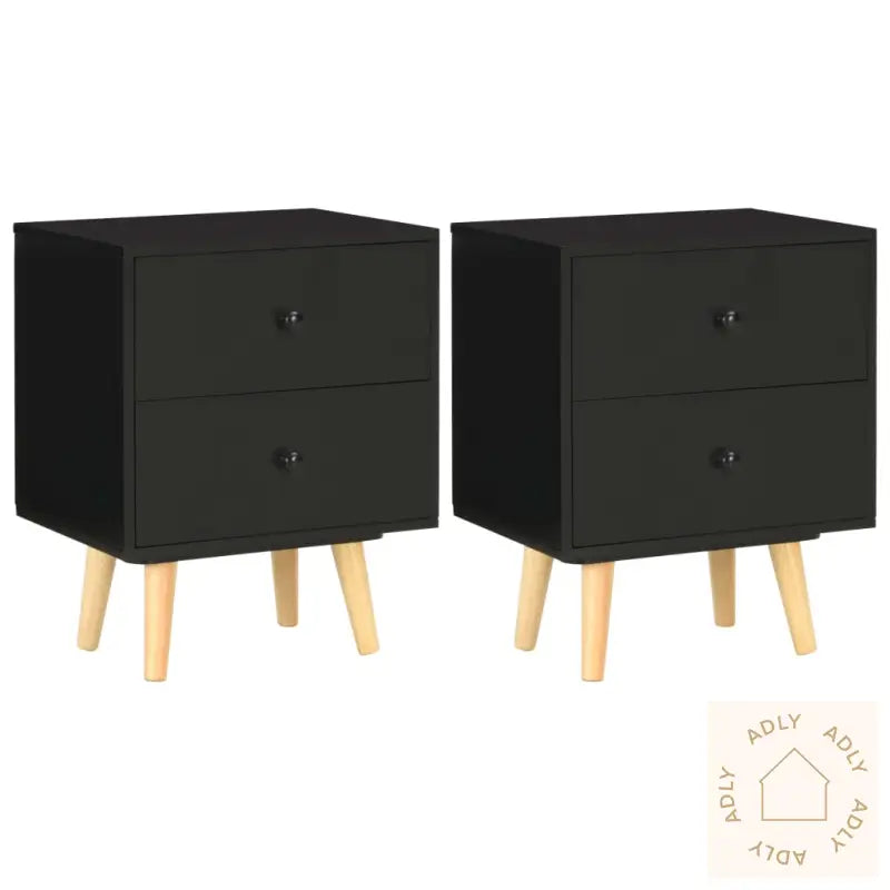 Nattbord 2 Stk Svart 40X30X50 Cm Heltre Furu