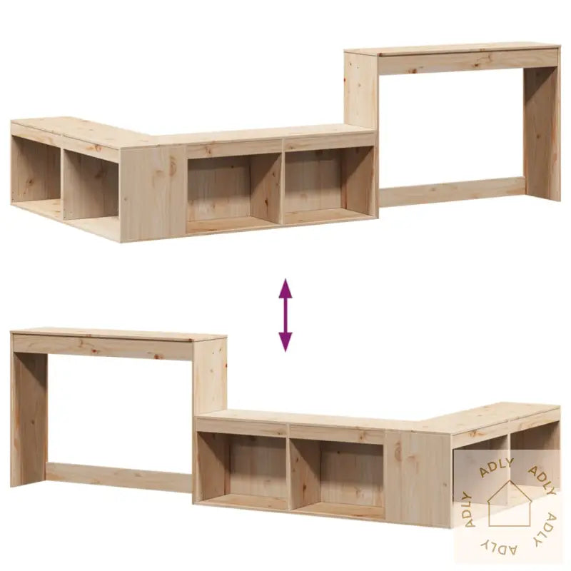 Nattbord Med Skrivebord 222X107X75 Cm Heltre Furu