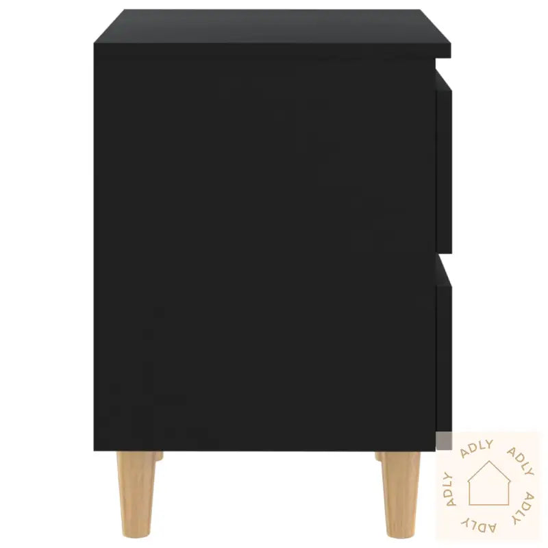 Nattbord Med Heltre Furuben 2 Stk Svart 40X35X50 Cm