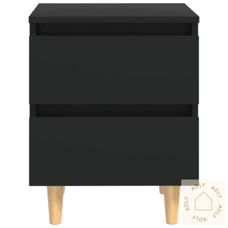Nattbord Med Heltre Furuben 2 Stk Svart 40X35X50 Cm