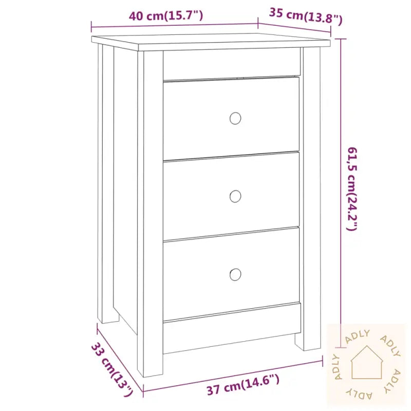 Nattbord 2 Stk 40X35X61,5 Cm Heltre Furu
