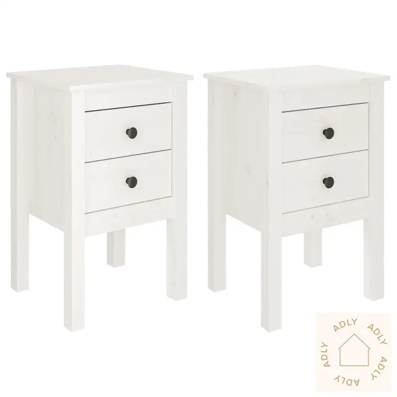 Nattbord 2 Stk Hvit 40X35X61,5 Cm Heltre Furu