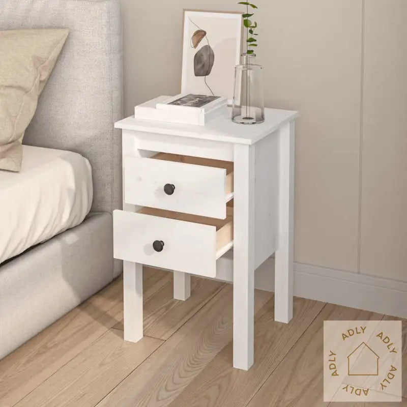 Nattbord 2 Stk Hvit 40X35X61,5 Cm Heltre Furu