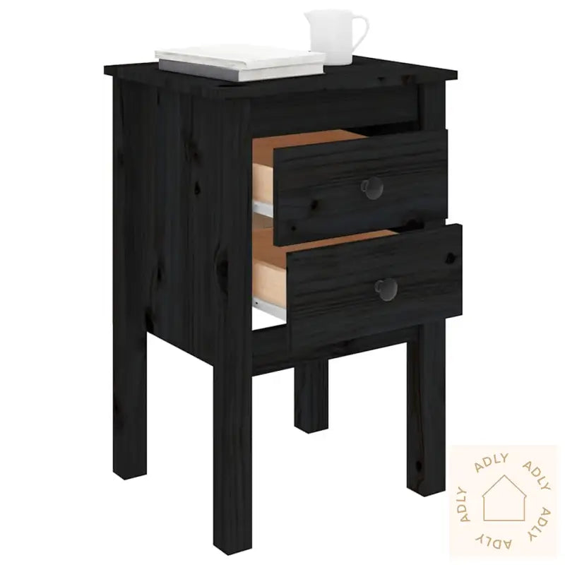 Nattbord 2 Stk Svart 40X35X61,5 Cm Heltre Furu