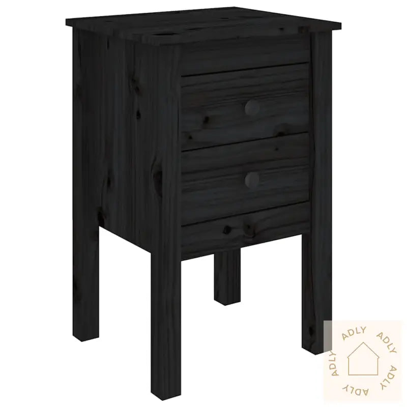 Nattbord 2 Stk Svart 40X35X61,5 Cm Heltre Furu