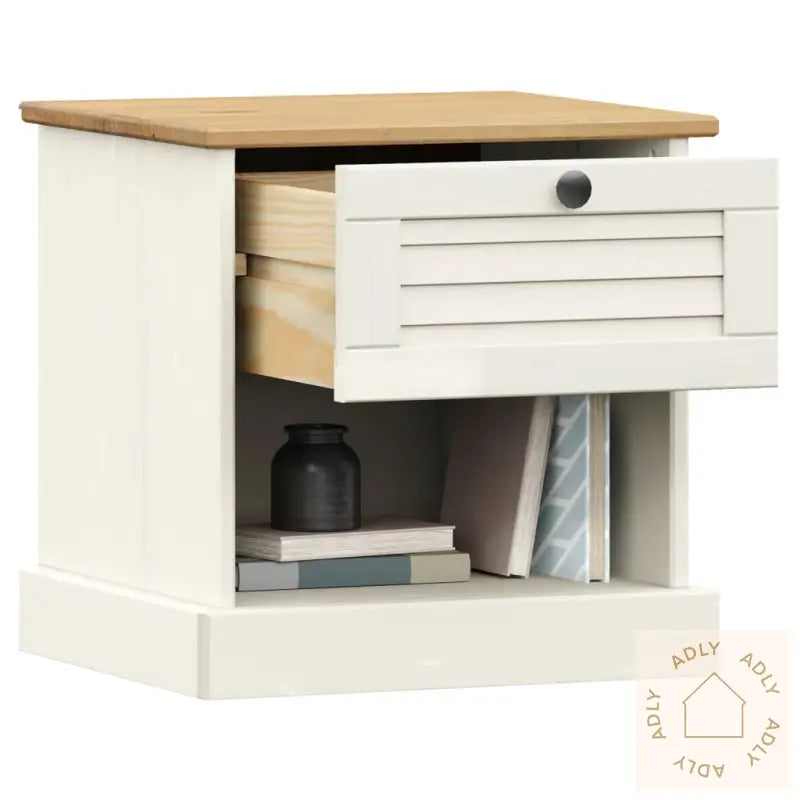 Nattbord Vigo Hvit 42X35X42 Cm Heltre Furu