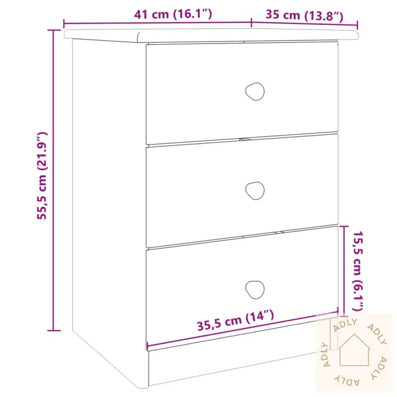 Nattbord Alta Hvit 41X35X55,5 Cm Heltre Furu