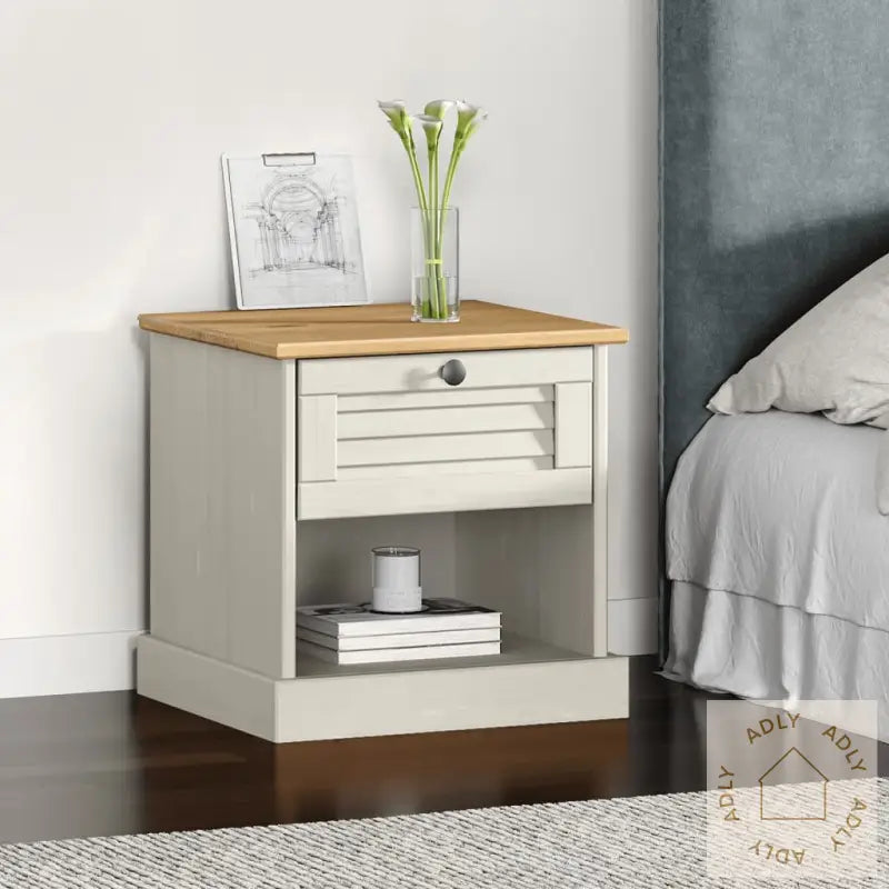 Nattbord Vigo Hvit 42X35X42 Cm Heltre Furu