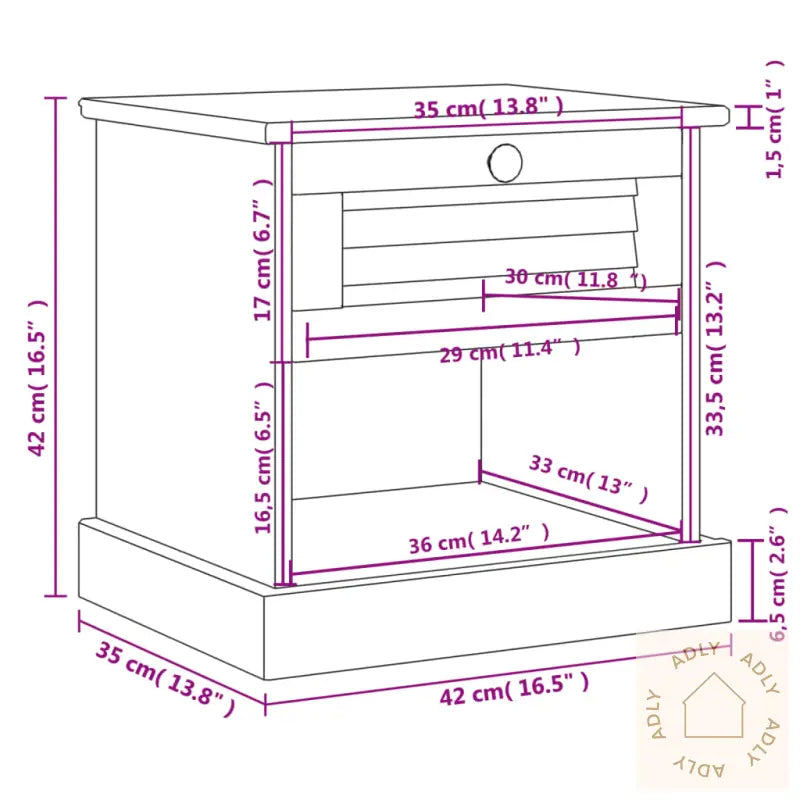 Nattbord Vigo Hvit 42X35X42 Cm Heltre Furu