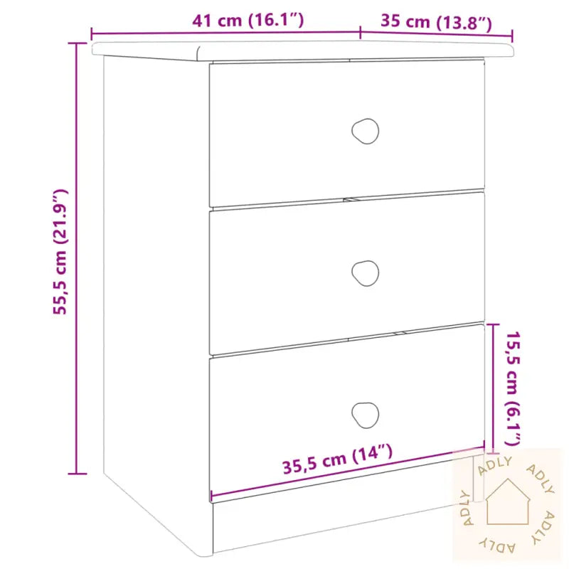 Nattbord Alta 41X35X55,5 Cm Heltre Furu
