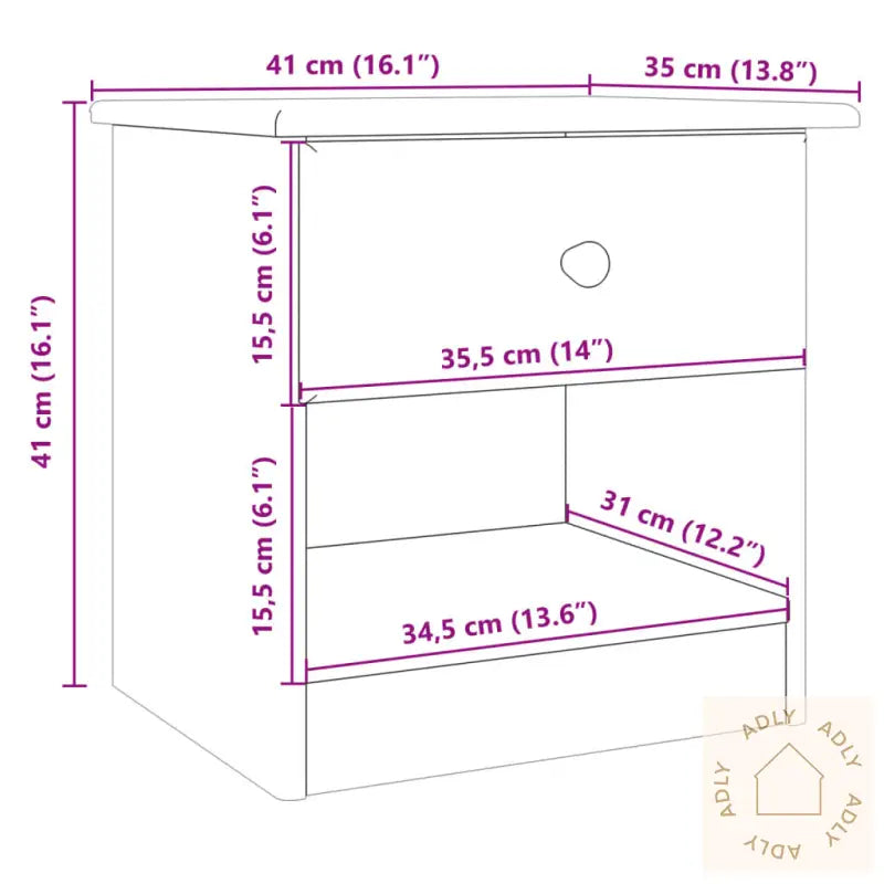 Nattbord Alta 41X35X41 Cm Heltre Furu