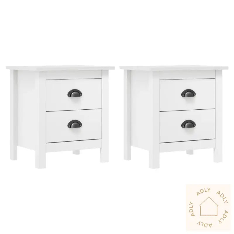 Nattbord Hill 2 Stk Hvit 46X35X49,5 Cm Heltre Furu