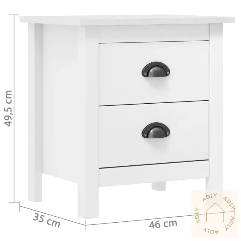 Nattbord Hill 2 Stk Hvit 46X35X49,5 Cm Heltre Furu