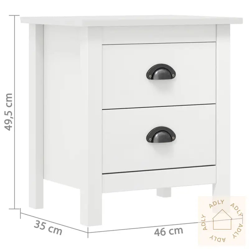 Nattbord Hill Hvit 46X35X49,5 Cm Heltre Furu
