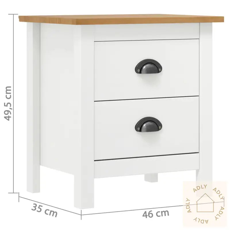Nattbord Hill 2 Stk Hvit 46X35X49,5 Cm Heltre Furu