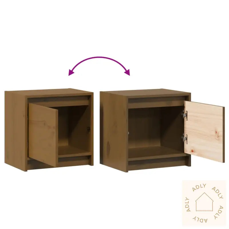 Nattbord 2 Stk Honningbrun 40X30,5X40 Cm Heltre Furu