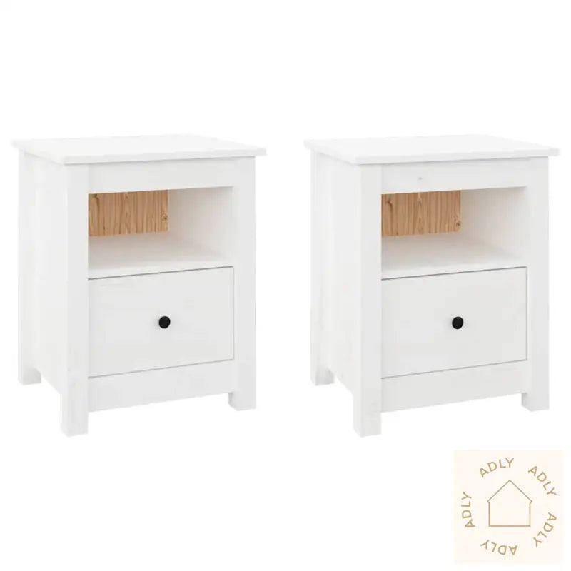 Nattbord 2 Stk Hvit 40X35X49 Cm Heltre Furu
