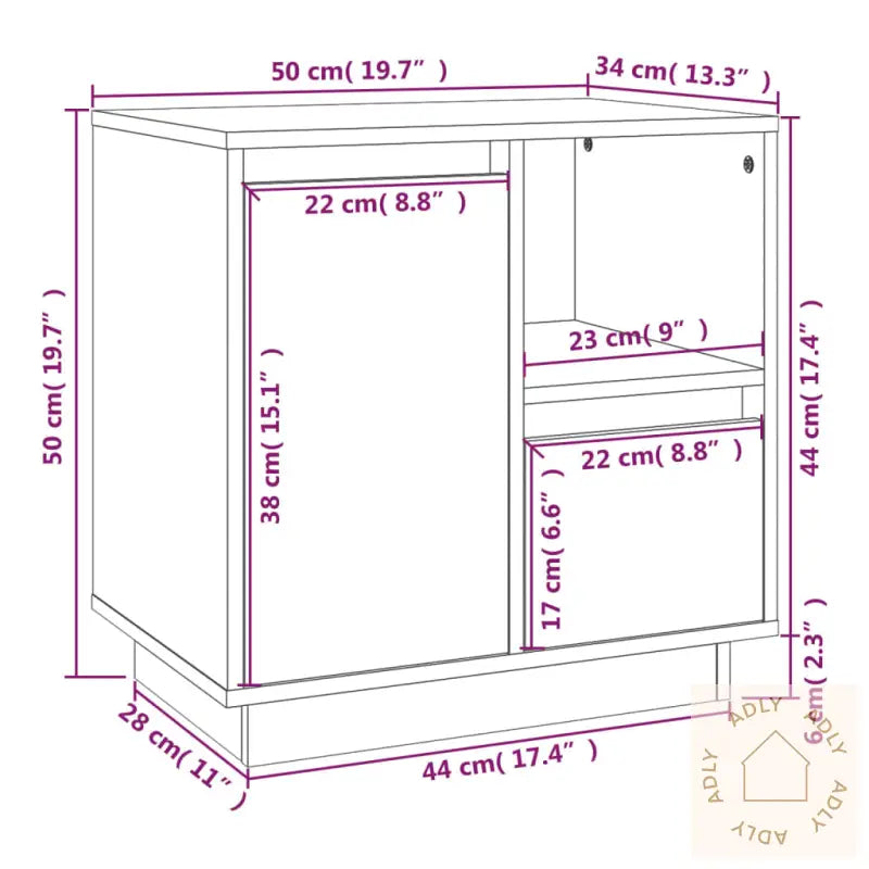 Nattbord 2 Stk 50X34X50 Cm Heltre Furu