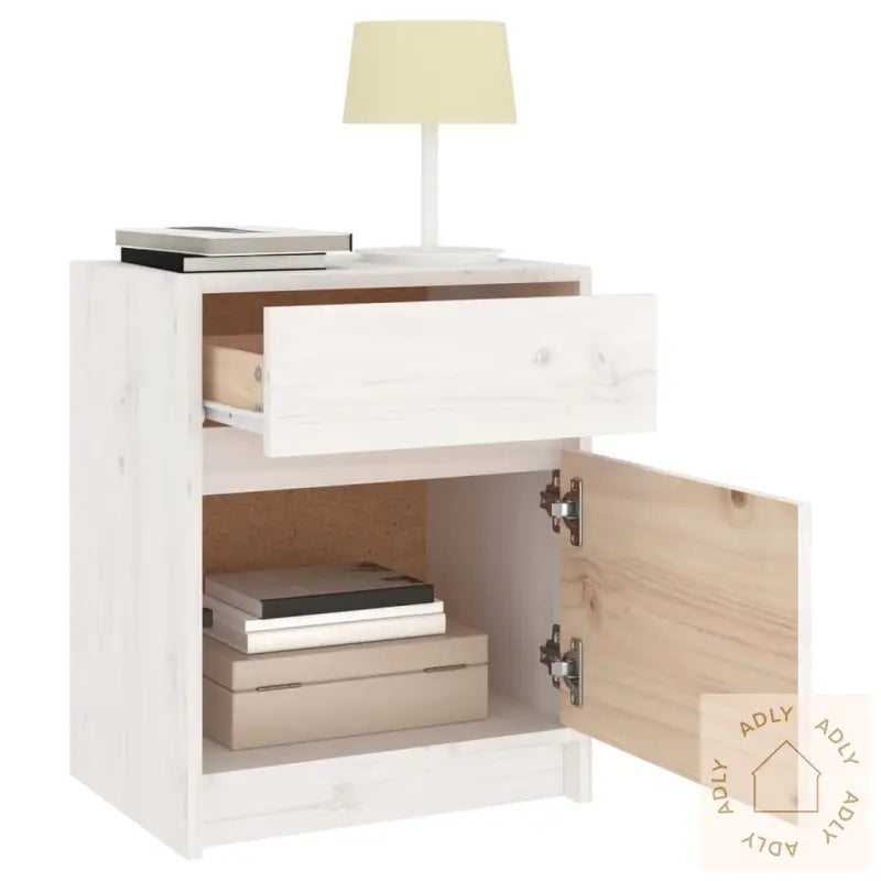 Nattbord Hvit 40X31X50 Cm Heltre Furu