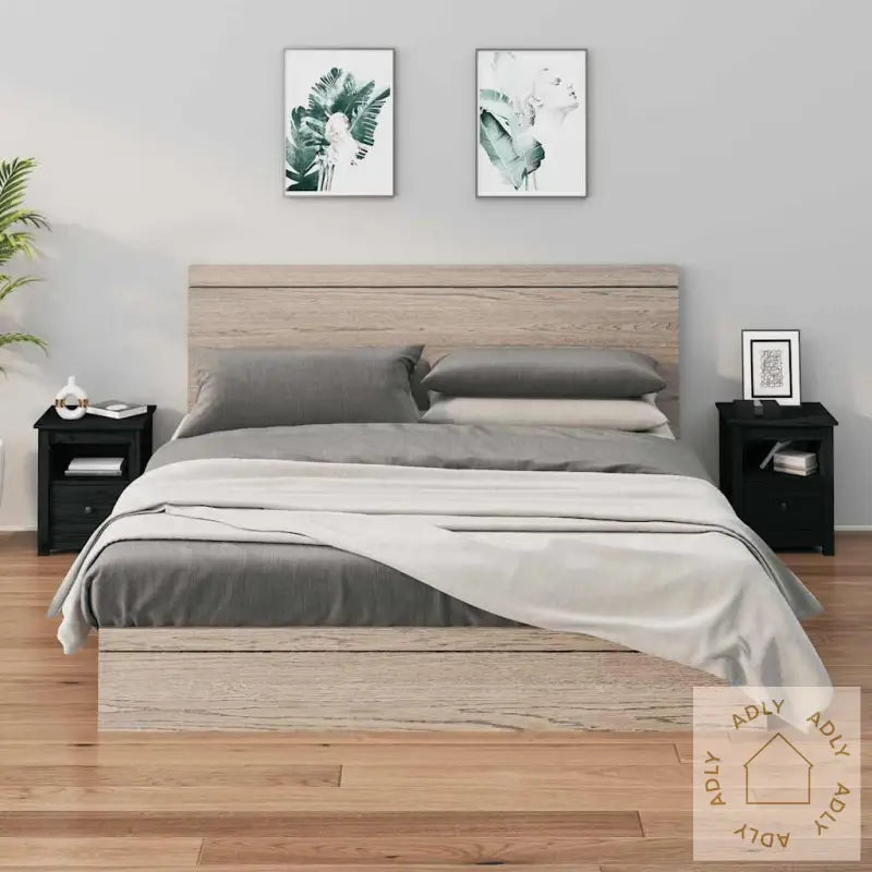 Nattbord 2 Stk Svart 40X35X49 Cm Heltre Furu