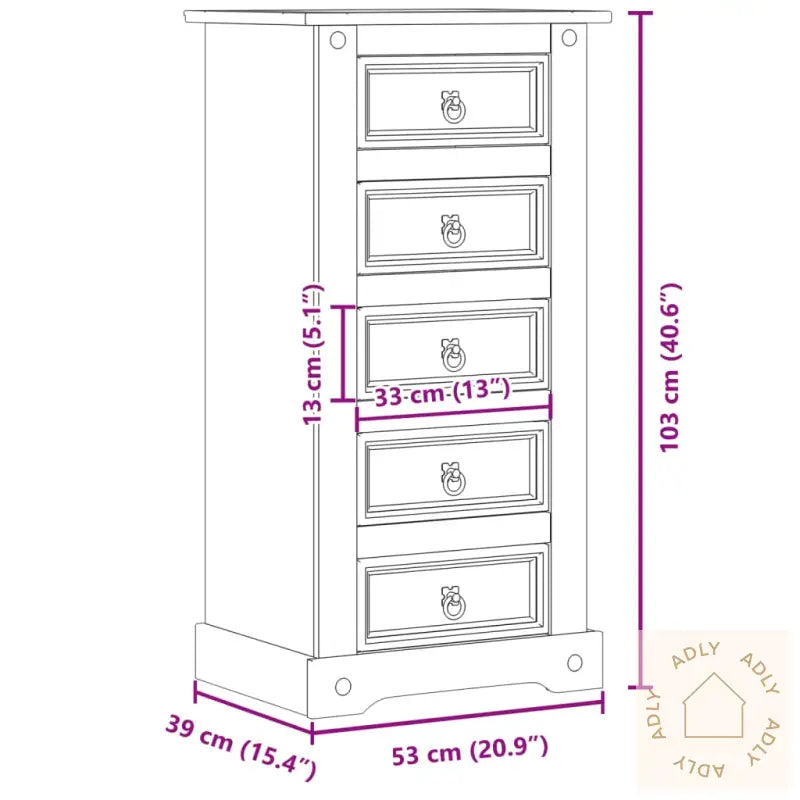 Nattbord Corona 53X39X103 Cm Heltre Furu