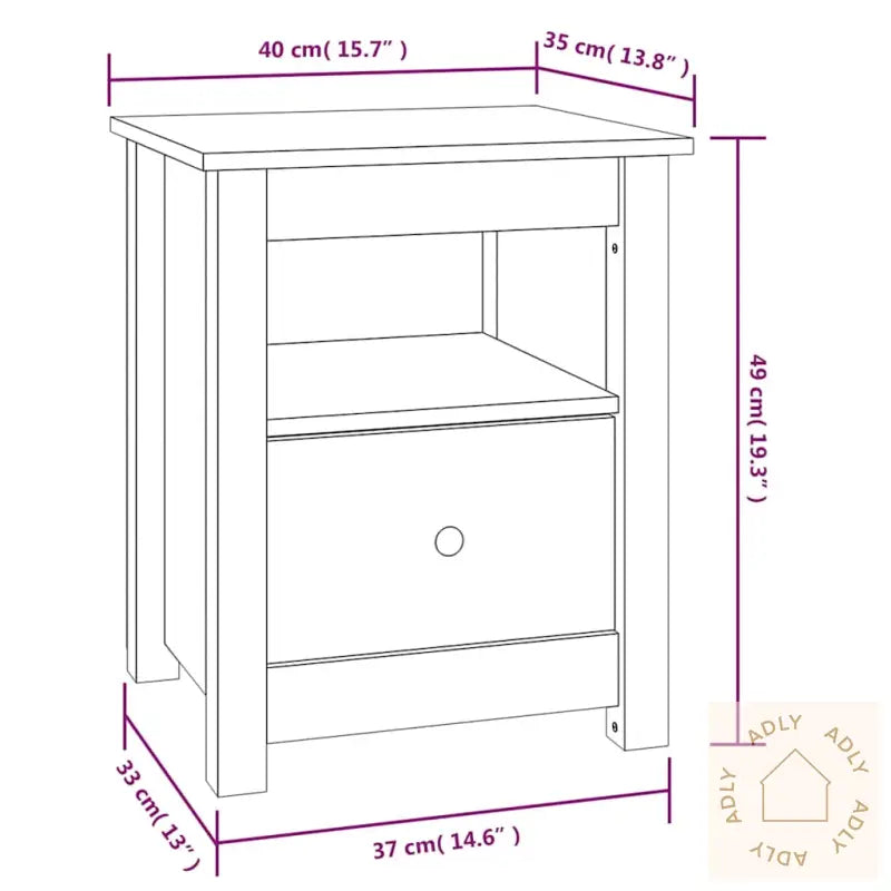 Nattbord 2 Stk Hvit 40X35X49 Cm Heltre Furu