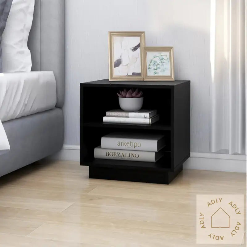 Nattbord 2 Stk Svart 40X34X40 Cm Heltre Furu