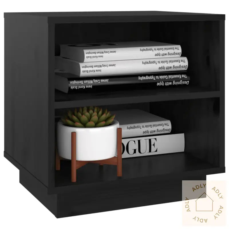 Nattbord 2 Stk Svart 40X34X40 Cm Heltre Furu