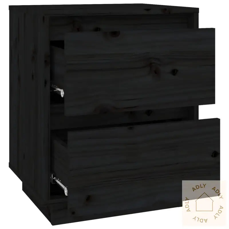 Nattbord 2 Stk Svart 40X35X50 Heltre Furu