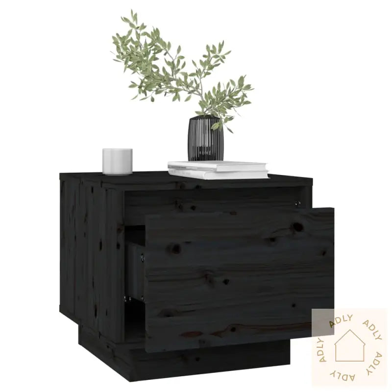 Nattbord 2 Stk Svart 35X34X32 Cm Heltre Furu