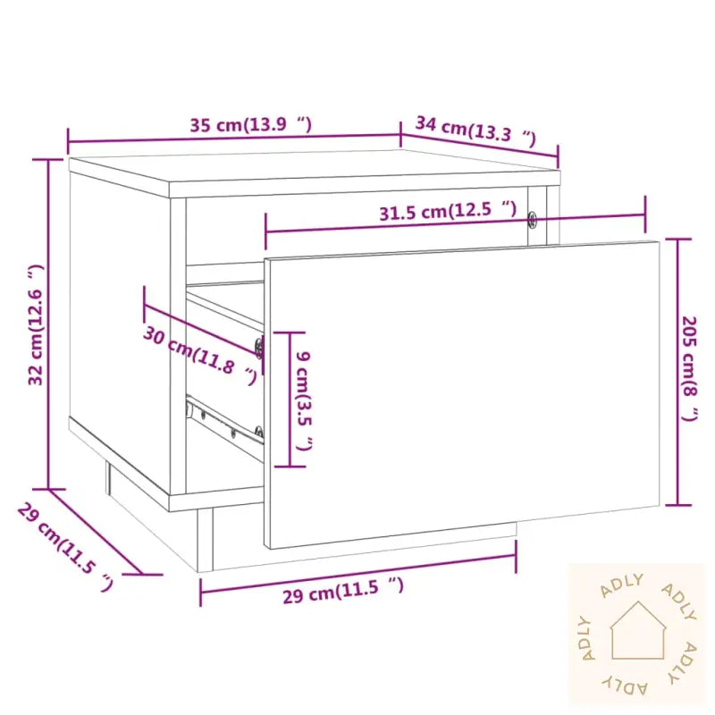 Nattbord 35X34X32 Cm Heltre Furu