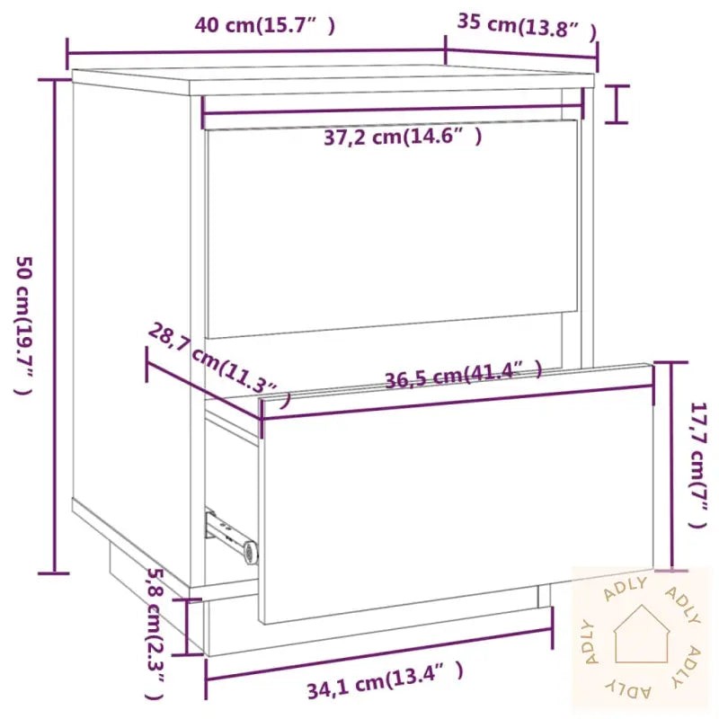 Nattbord Hvit 40X35X50 Heltre Furu
