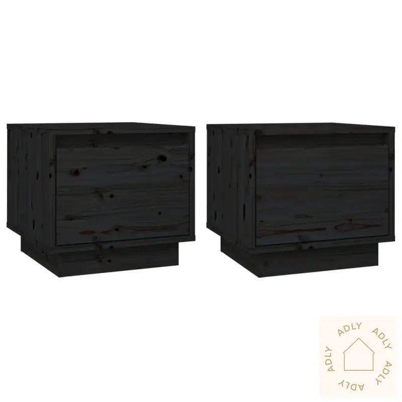 Nattbord 2 Stk Svart 35X34X32 Cm Heltre Furu