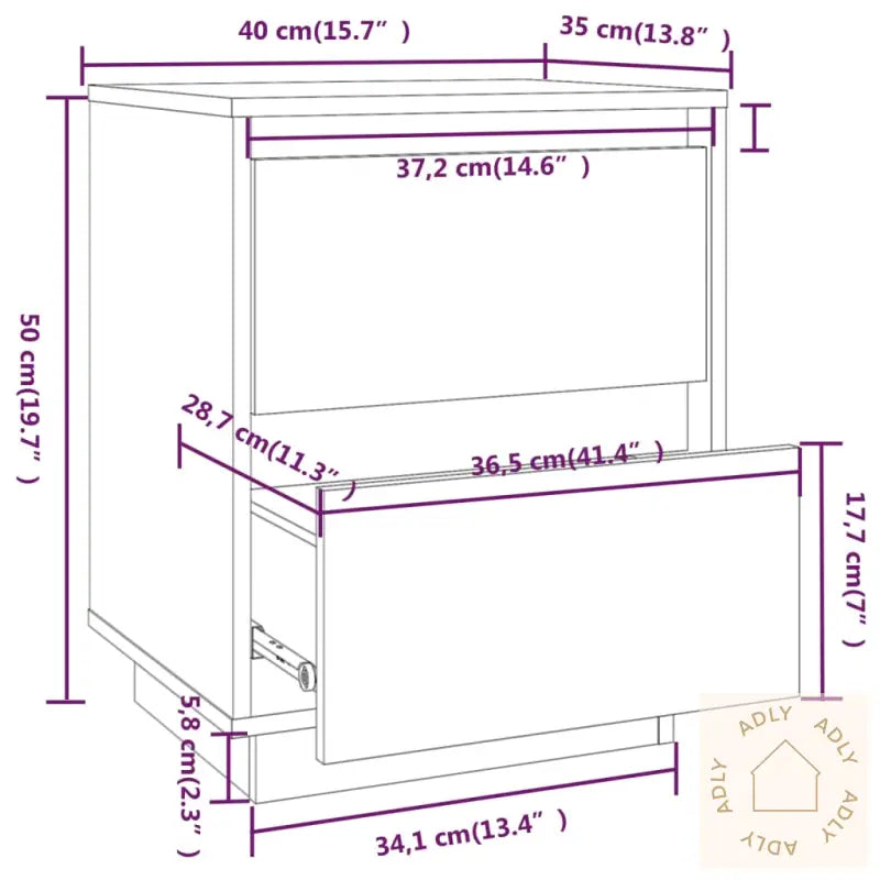 Nattbord 2 Stk 40X35X50 Heltre Furu