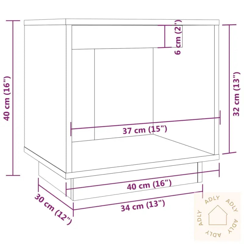 Nattbord Hvit 40X30X40 Heltre Furu