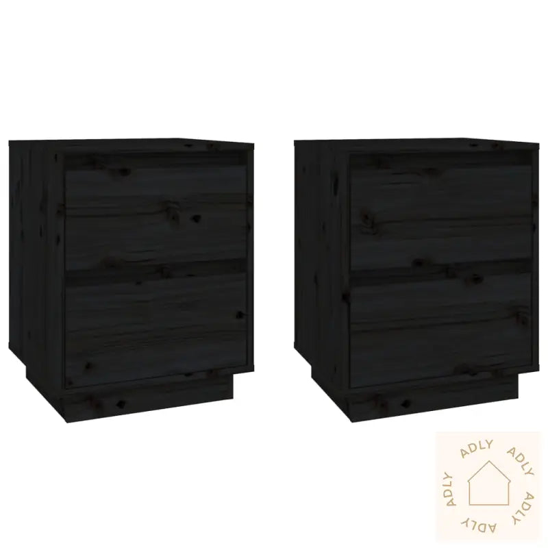 Nattbord 2 Stk Svart 40X35X50 Heltre Furu