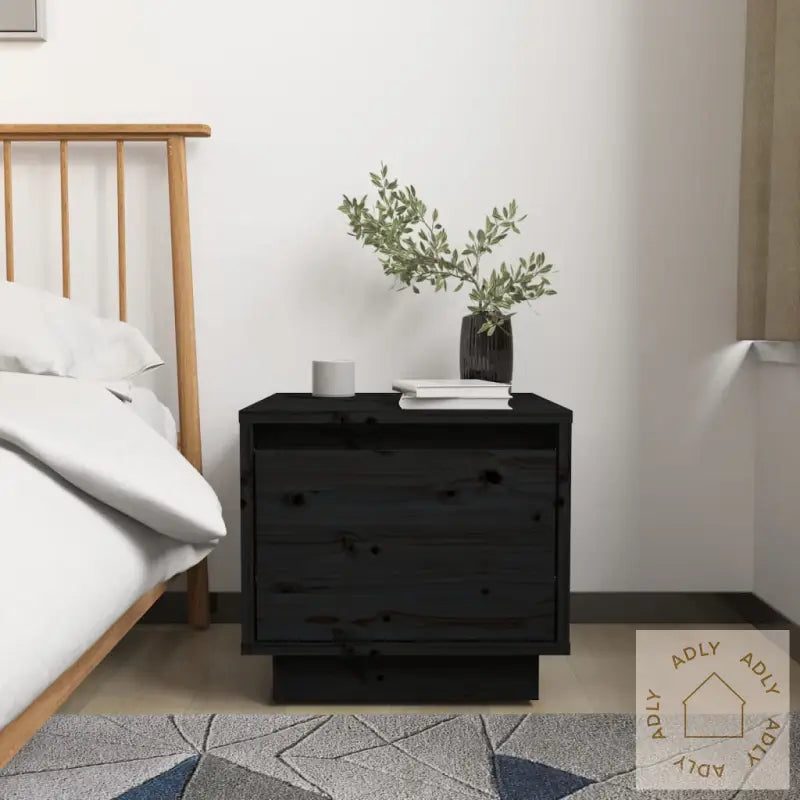 Nattbord 2 Stk Svart 35X34X32 Cm Heltre Furu