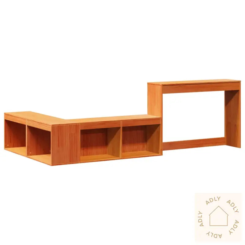 Nattbord Med Skrivebord Voksbrun 222X122X75 Cm Heltre Furu