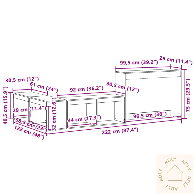 Nattbord Med Skrivebord Voksbrun 222X122X75 Cm Heltre Furu