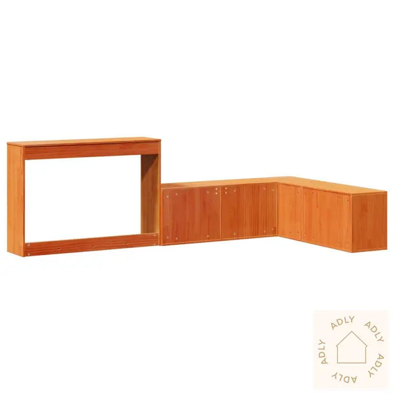 Nattbord Med Skrivebord Voksbrun 222X122X75 Cm Heltre Furu