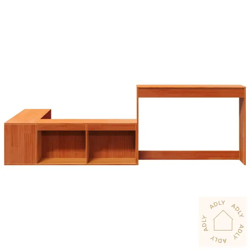 Nattbord Med Skrivebord Voksbrun 222X122X75 Cm Heltre Furu