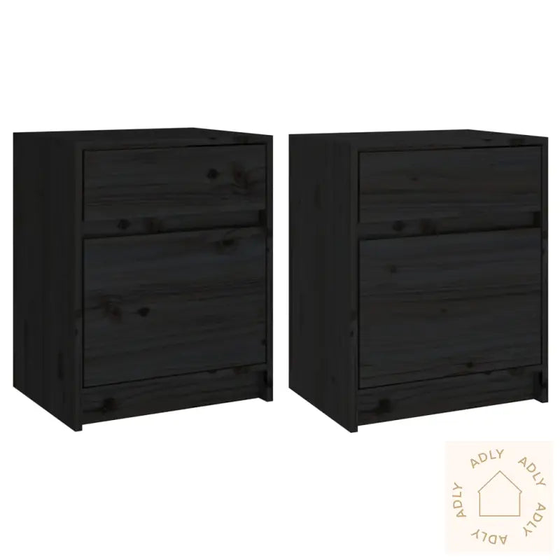 Nattbord 2 Stk Svart 40X31X50 Cm Heltre Furu