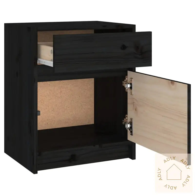 Nattbord 2 Stk Svart 40X31X50 Cm Heltre Furu